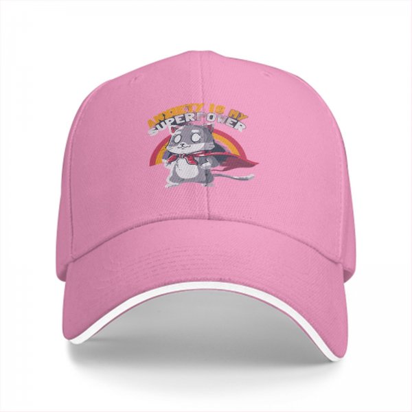 Anxiety Is My Superpower Cat Graphic Black Baseball Cap