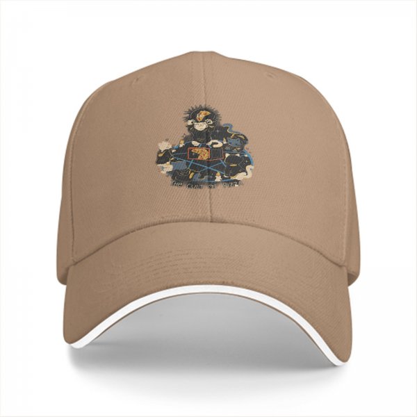 Black Baseball Cap With The Cult Of Pizza Cat Graphic Design