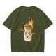Olive T-Shirt With Surprised Burning Marshmallow Graphic