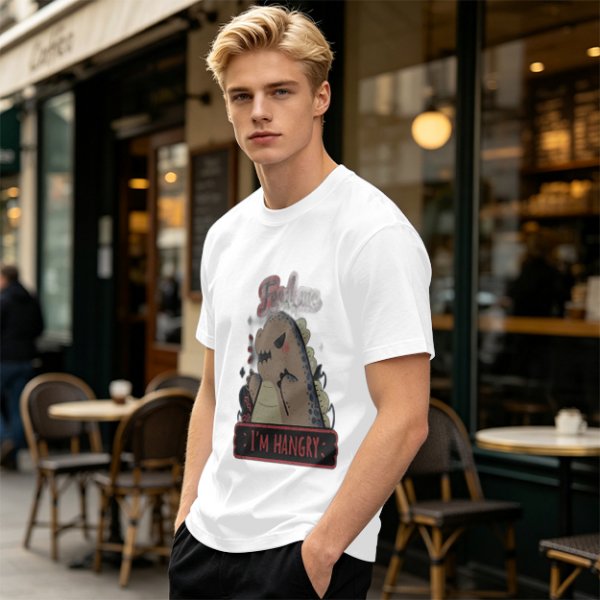 Olive T-Shirt With Hungry Dinosaur 'I'm Hangry' Print