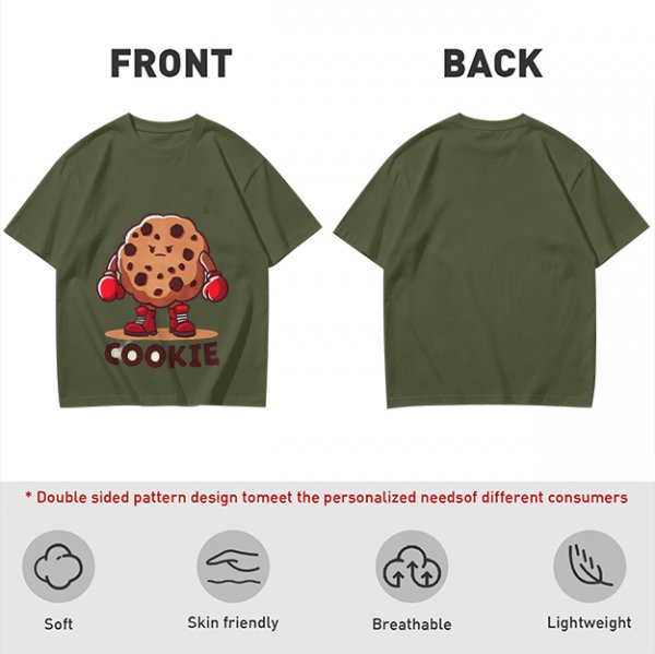 Olive T-Shirt With Angry Boxing Chocolate Chip Cookie Graphic