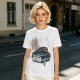 Olive Green Graphic T-Shirt with Classic Dark Car and Orange Text Print
