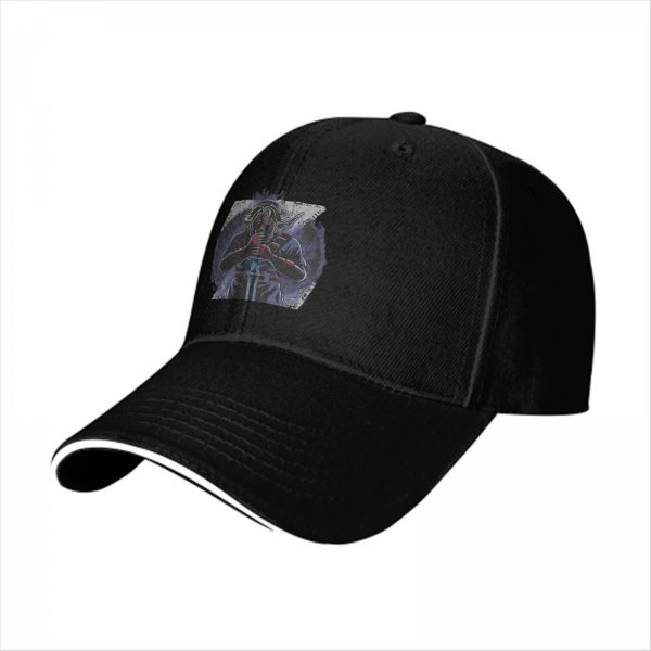 Black Baseball Cap With Dark Fantasy Warrior Sword Print