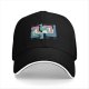Black Baseball Cap With Interlocking Llama Graphic Print