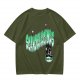 Olive green graphic t-shirt with 'Scandalacious' print and witch hat design