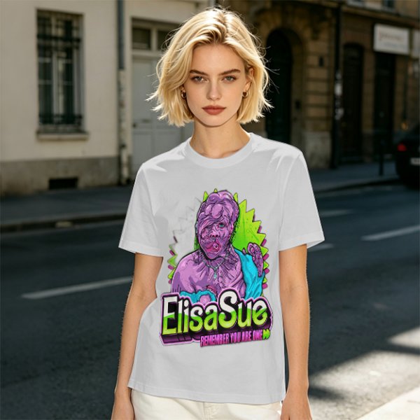 Olive Graphic T-Shirt With ElisaSue Artwork And Slogan