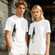 Olive green oversized t-shirt with stylized hand graphic print