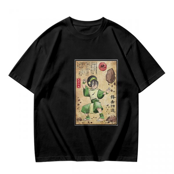Olive T-shirt with Earthbender Character Vintage Art Print