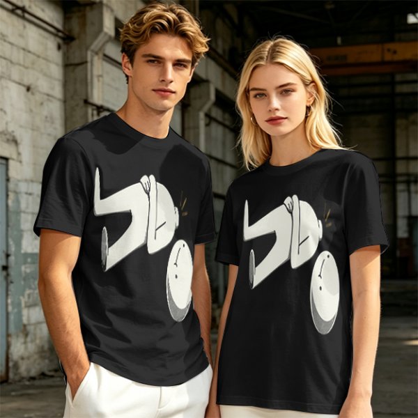 Olive T-Shirt With Surprised Cartoon Figure And Separate Face Print