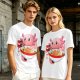 Olive T-Shirt Featuring a Cute Pink Axolotl Eating Ramen