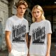 Olive green graphic t-shirt with 'Greetings from Yo Mama's House' print