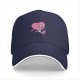 Black baseball cap with sad running pink heart graphic