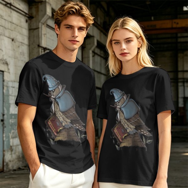 Owl Wizard With Spell Book Graphic Tee