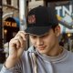 Black Baseball Cap with Fiery Warrior Graphic Print
