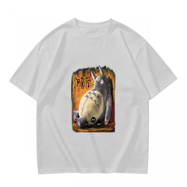 Olive green t-shirt with Totoro 'Spirits' graphic print