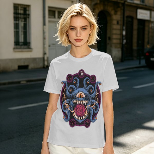 Olive T-Shirt With Dungeons & Dragons Beholder Monster Print