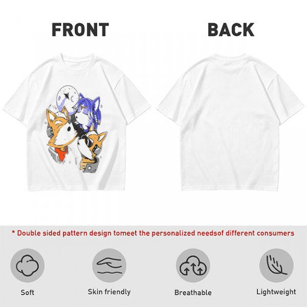 Olive T-shirt with Space Fox Crew Graphic Design