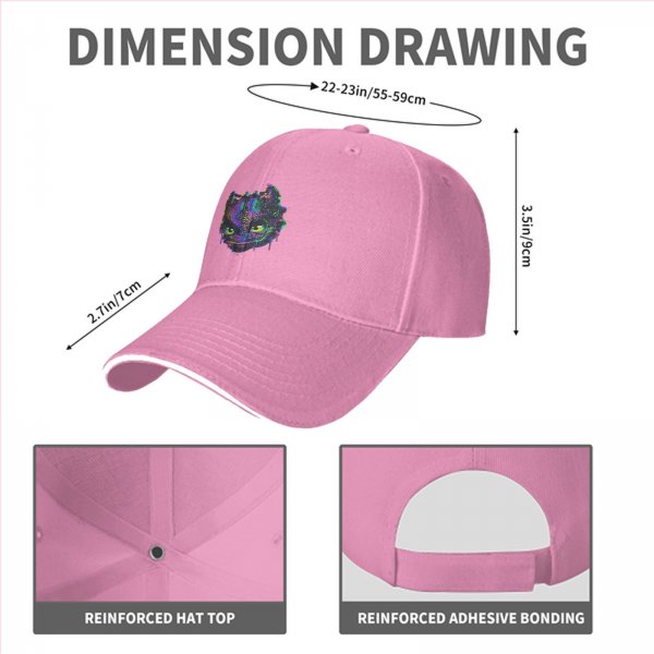 Black Baseball Cap With Neon Psychedelic Dragon Head Print