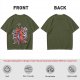 Olive T-Shirt with Dark Fantasy Monster Skeleton Art Print
