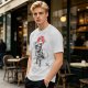 Olive T-shirt with Samurai Swordsman and Red Sun Print