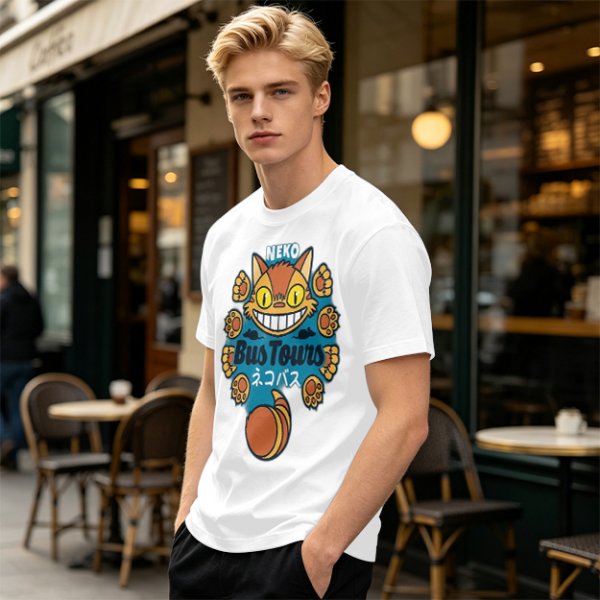 Neko Bus Tours Cat Graphic Olive T-Shirt