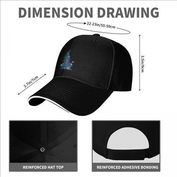 Black Baseball Cap With Decorated Christmas Tree Graphic
