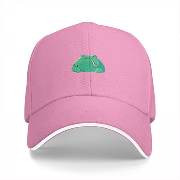 Black Baseball Cap With Cute Green Frog Graphic