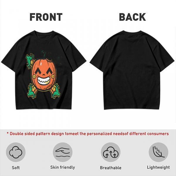 Olive T-Shirt with Smiling Pumpkin Corn Crossbones Graphic