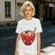 Olive T-Shirt With Cute Cartoon Ramen Bowl Graphic