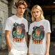 Olive t-shirt with space pizza alien graphic and 'We Came in Pizza' text