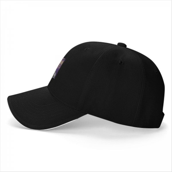 Black baseball cap with flexing woman and man face graphic