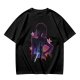Olive t-shirt with neon star wars style female silhouette print