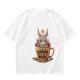 Olive t-shirt with cute Baphomet coffee magic print
