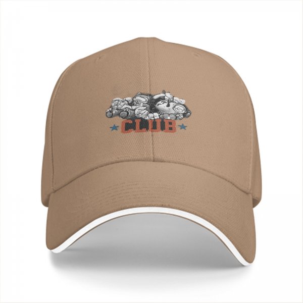 Black Baseball Cap with Cartoon Characters and CLUB Print
