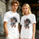 Olive t-shirt with retro coffee pot cartoon and Good Morning text