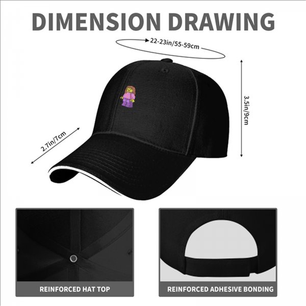 Black Baseball Cap with Lego Girl Minifigure Graphic
