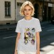 Olive T-Shirt With Playful Space Cats Graphic Print
