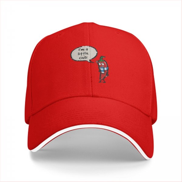 Black Baseball Cap With I'm A Little Chili Cartoon Pepper Design