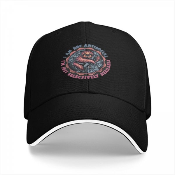 I Am Not Antisocial Sloth Baseball Cap