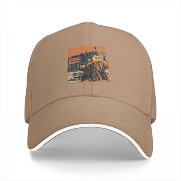 Black baseball cap with Onion Cop graphic print