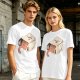 Olive T-Shirt With Whimsical Cat Mug Graphic Print
