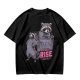 Olive graphic t-shirt with raccoons and 'I Will Rise Eventually' text