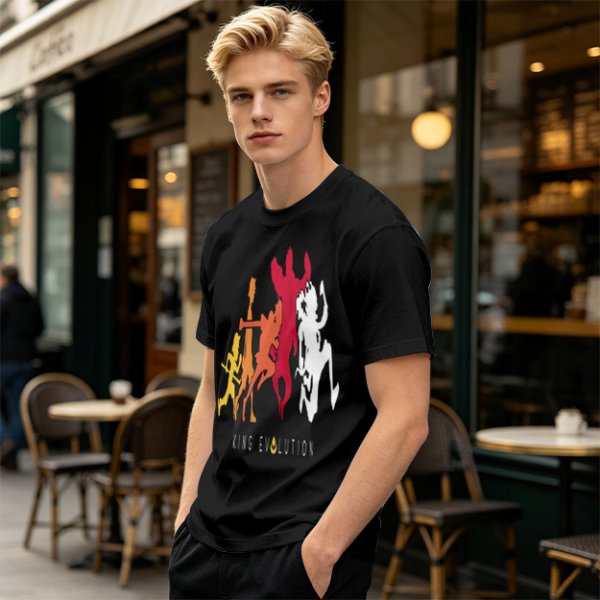 Olive Graphic T-Shirt with King Evolution Character Silhouettes
