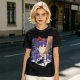 Olive T-Shirt With Witch Anime Girl and Cat Silhouette Print