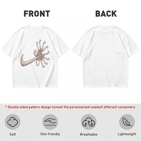 Olive T-shirt with Alien Facehugger Swoosh Graphic Print