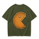 Olive T-Shirt With Pac-Man Style Pumpkin Pie Graphic