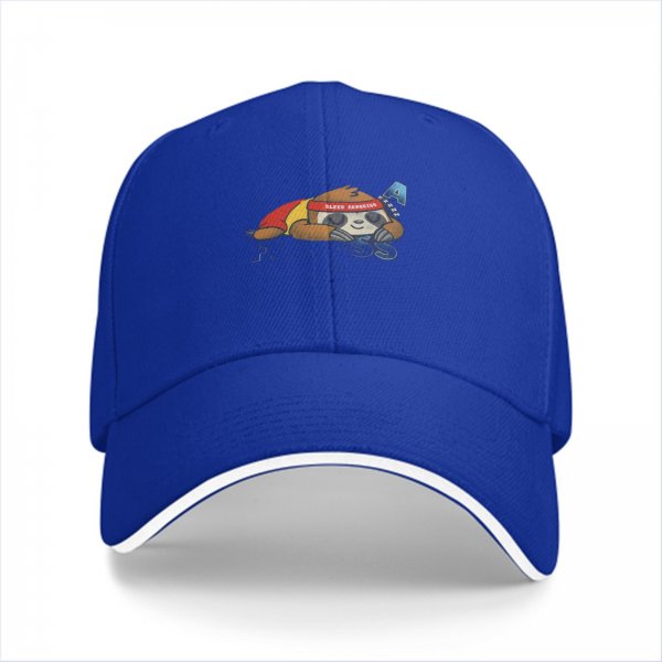 Black Baseball Cap with Sleeping Sloth Workout Graphic