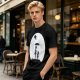 Olive T-Shirt With Moon Silhouette Of Two Children And Umbrella