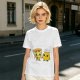 Olive T-Shirt with Cute Pizza and Pineapple Holding Hands Print