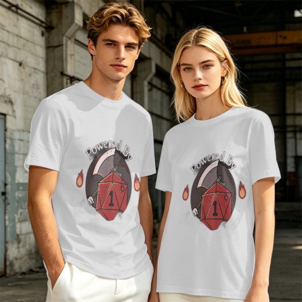 Powered By 1 D20 Dice T-Shirt For Tabletop RPG Fans